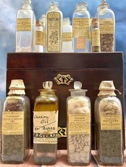 ANTIQUE 1850 APOTHECARY CABINET MEDICINE CHEST JARS *SNOW HILL LONDON* CONTENTS