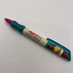 AMBIEN Drug Rep Pharmaceutical Promo Advertising PEN Chunky Wide Pink Yellowed