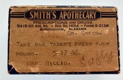 Smith’s Apothecary Birmingham AL Vintage Cardboard Pill Box