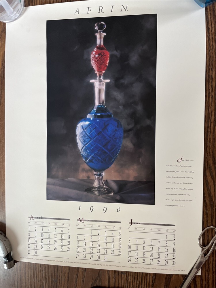 Vintage 1990 Show Globe History Julius Caesar Rome Pharmacy Poster Afrin Promo