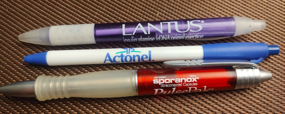 Vintage Drug Rep Lot of 3 Pens – Lantus, Sporanox PulsePak, and Actonel