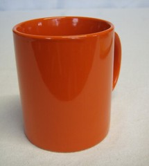 Vtg Medical Caduceus Symbol Orange Coffee 12 oz Mug 4″tall 3″ diameter EC