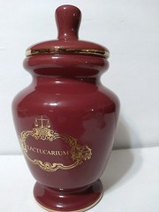 Vintage Eli Lilly Apothecary Jar Burgundy/gold Lactucarium (Wild Lettuce)