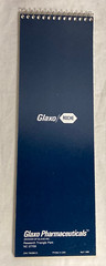 Vntg Glaxo Pharmacy Want Book: Ceftin, Zantac ruled Spiral notebook, 11″ L USA