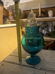 Vintage LE Smith Glass Apothecary Jar 11” READ DESCRIPTION