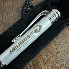 Vtg 90s NEUMEGA Silver Tone Metal Medical Drug Rep Pharmaceutical Pen Ballpoint