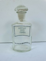 Clear Bottle 250ml, Vintage Glass Apothecary / Pharmacy, TINCTURA FERRI POMATI