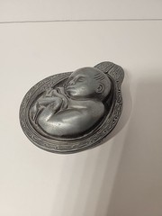 Vtg 1950-60s Parke-Davis Tabron Baby In Womb Fetus Pewter Heavy Paperweight