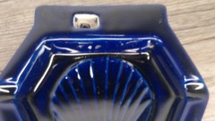 vintage Pfizer advertising ccolbalt blue ash tray Hexagonal sea shell design