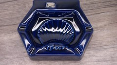 vintage Pfizer advertising ccolbalt blue ash tray Hexagonal sea shell design