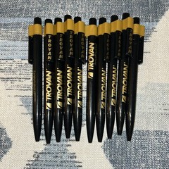 Trovan Pharmaceutical Collectible Black & Gold Plastic Clicker Pens X10 New