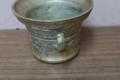 Vintage Heavy 7″ Bronze Mortar & Pestle Reproduction of Heinrick ter Herst 1607