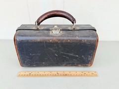 Antique Rare Doctor’s Medicine Kit Leather Travel Bag with Empty Vials