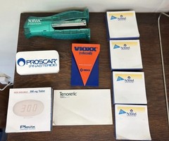 Drug Rep Pharmaceutical Advertising Lot Sticky Notes, Magnetic Clips & Stapler