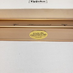 Upjohn Desk Name Plate Holder Gold Pharmacist Medical Vintage