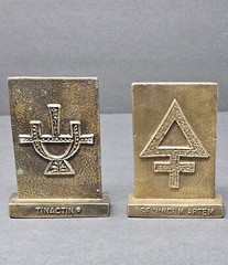 Pair Of Vintage Metal Paperweights With Tinactin Advertisement (1978 & 1981)