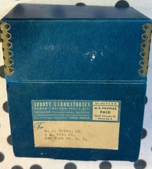 Vintage Pharmaceutical Cardboard Box W/Metal Corners Empty Abbott Labs Medicine
