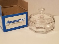 Nasacort AQ Nasal Spray Advertising Medical Collectible Covered Dish NIB Allegra