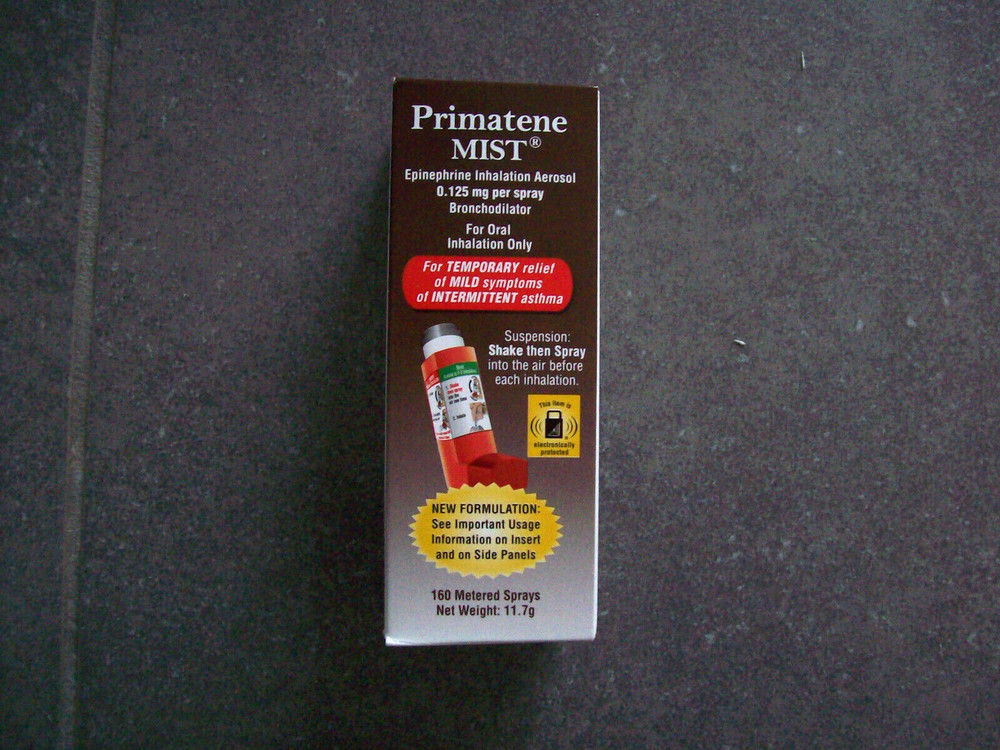 Primatene Mist Epinephrine Inhalation Aerosol Spray 160 Sprays Exp: 2027 SEALED