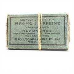 Antique Bromo-Caffeine Box Keasbey & Mattison Apothecary Headache Cure c1900 Vtg