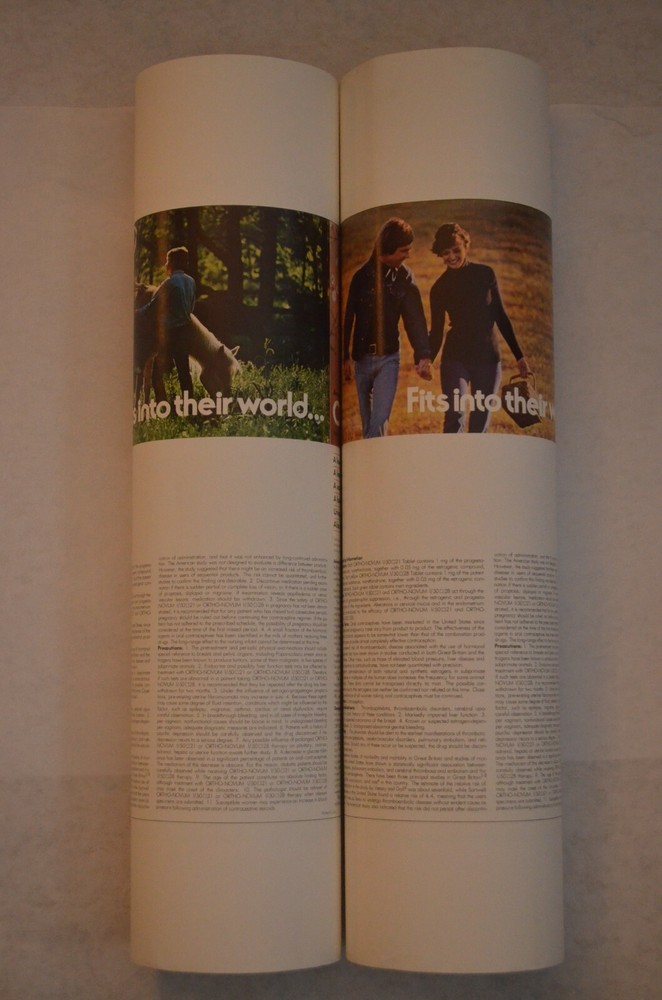 Lot of (2) Vintage “Their World” Ortho-Novum Birth Control Advertisement Poster