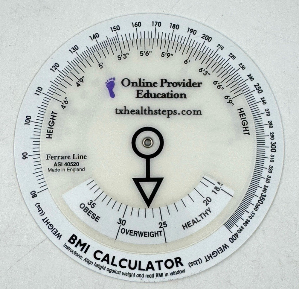 Body Mass Index (BMI) Calculator Wheel for Adults – Small Handy 3.5″ Reference