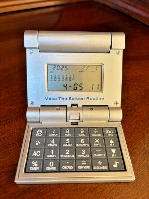 „Drug rep AndroGel“ travel alarm clock/calculator/timer/with 7Alarms