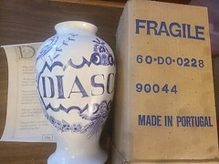 1989 Lilly Blue & White Apothecary 10″ Vase Diascord Portugal Pharmacy Pharma