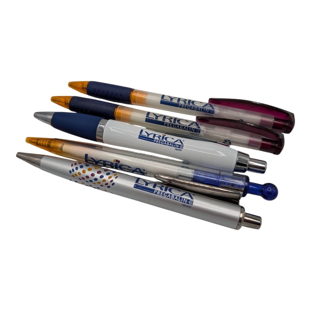 Lyrica Drug Rep Pharmaceutical Pens Lot of 6 Metal Plastic Working