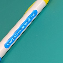 Partners Against Pain Drug Rep Pen BIC Blue Yellow White Pharmaceutical Promo