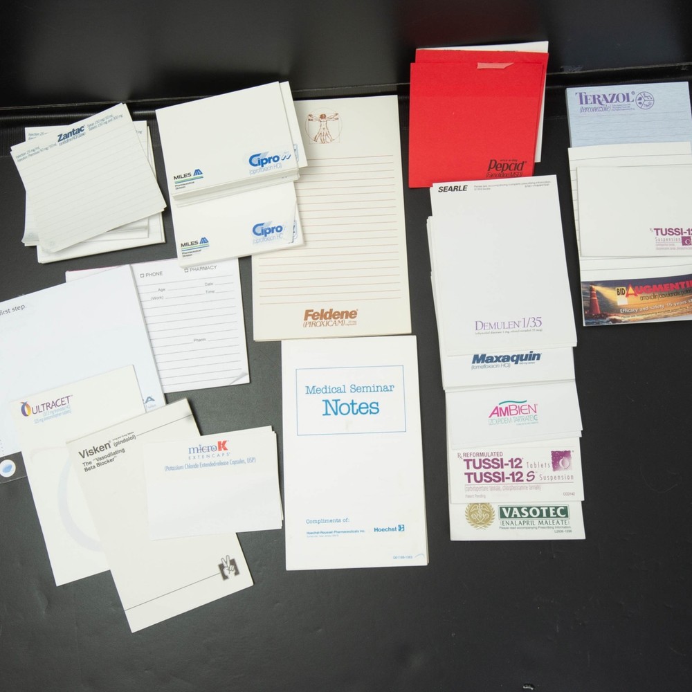 Vtg Drug Rep Pharmaceutical Partial Sticky Notes Notepads Ephemera Pharma Lot