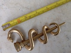 Vintage Brass Rod of Asclepius Medicine Symbol Serpent Snake Two Parts Removable