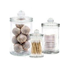 Mini Glass Apothecary Jars, Bathroom Storage Organizer Canisters for Cotton S…