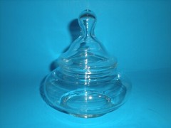 Vtg Miniature Apothecary Covered Jar Glass Candy Container w/ Lid