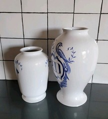 2 Vintage Lilly Pharmaceuticals-Apothecary Jar 1989 Blue/White Pottery Portugal