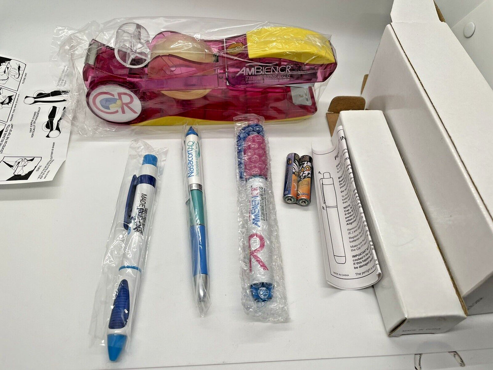Ambient CR Stapler Tape Dispenser Pen light NasacortAQ Actonel Ballpoints NOS