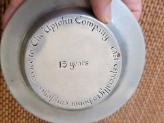 VTG *The UPJOHN CO* Cast Aluminum TRINKET DISH/4″ Ashtray Employee Service Award