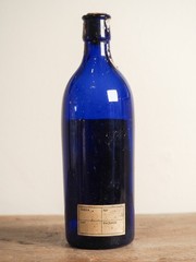 Antique Victorian Blue Bottle with Stopper and Original Label -Sold Individually