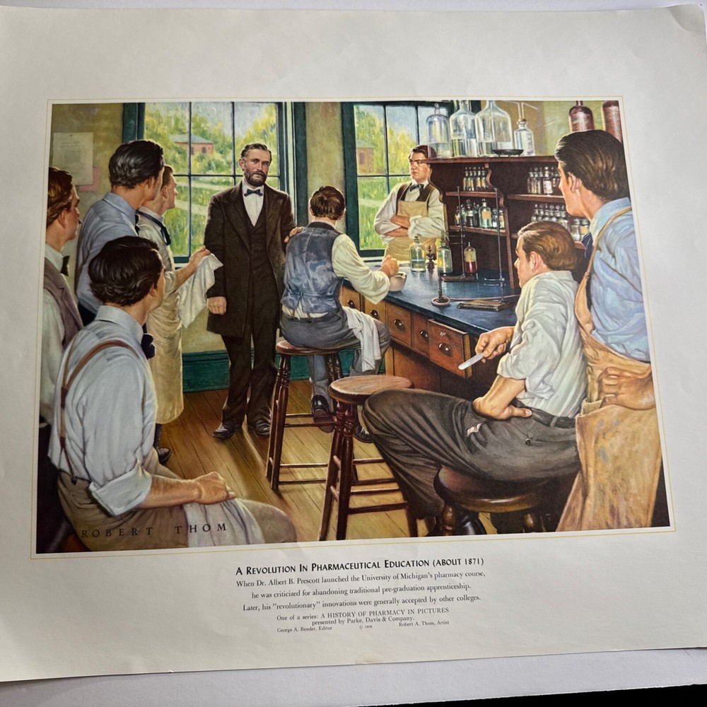 A HISTORY OF PHARMACY IN PICTURES 1954 PRINT#30 Great Gift For Doctor 22″×18″