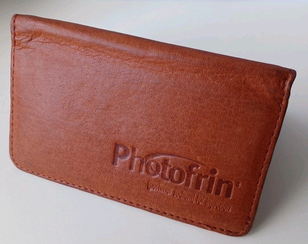 Brown Leather Pocket Card Wallet Case EMPTY/HOLDER ONLY Debossed Photofrin