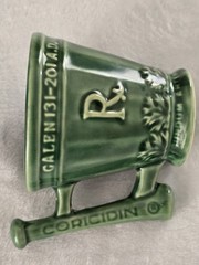 Schering Coricidin RX Pharmaceutical Promo Coffee Mug Green Galen 131-201 A.D.