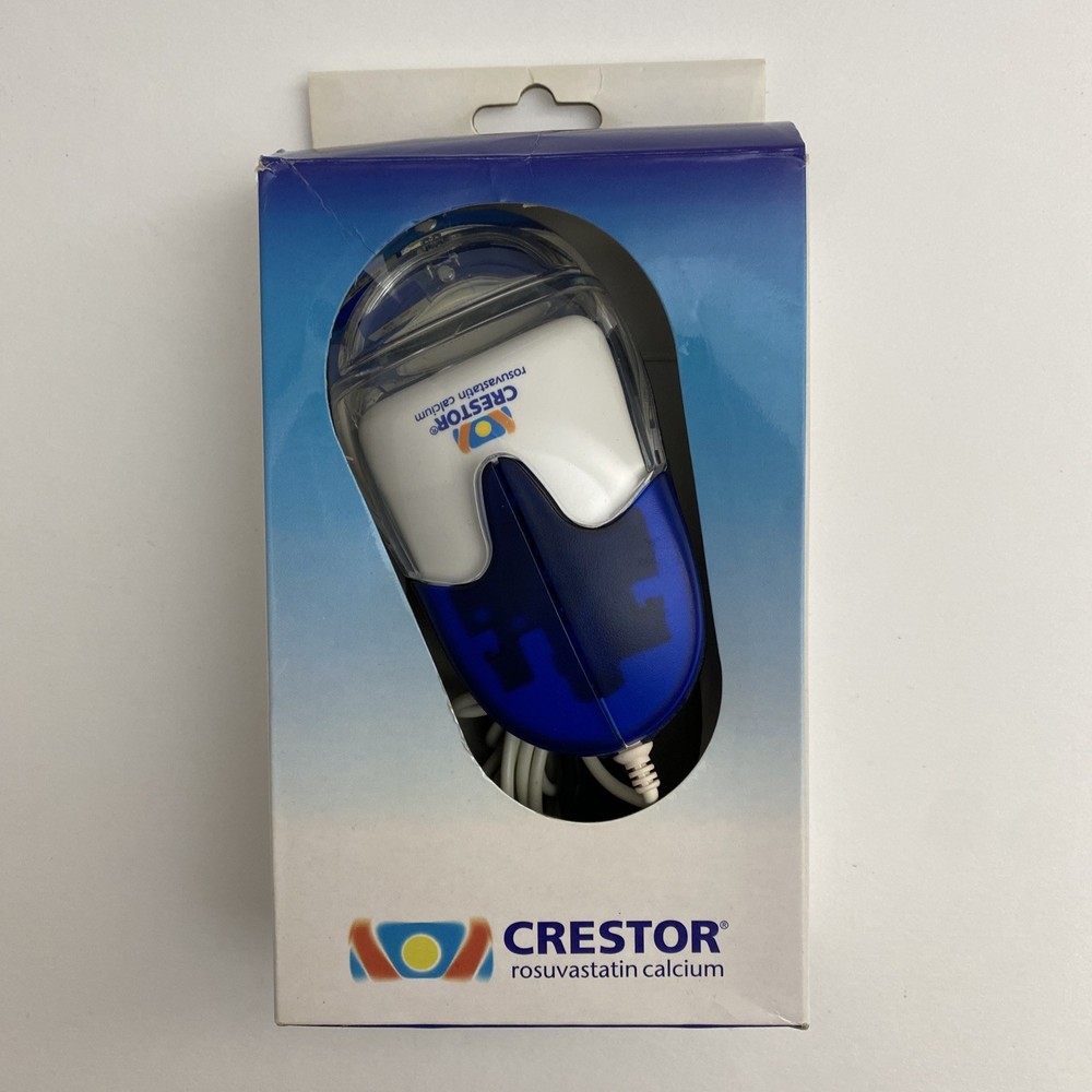 Vintage CRESTOR Pharmaceutical Drug Aqua Computer Mouse USB Collectible W/ Box