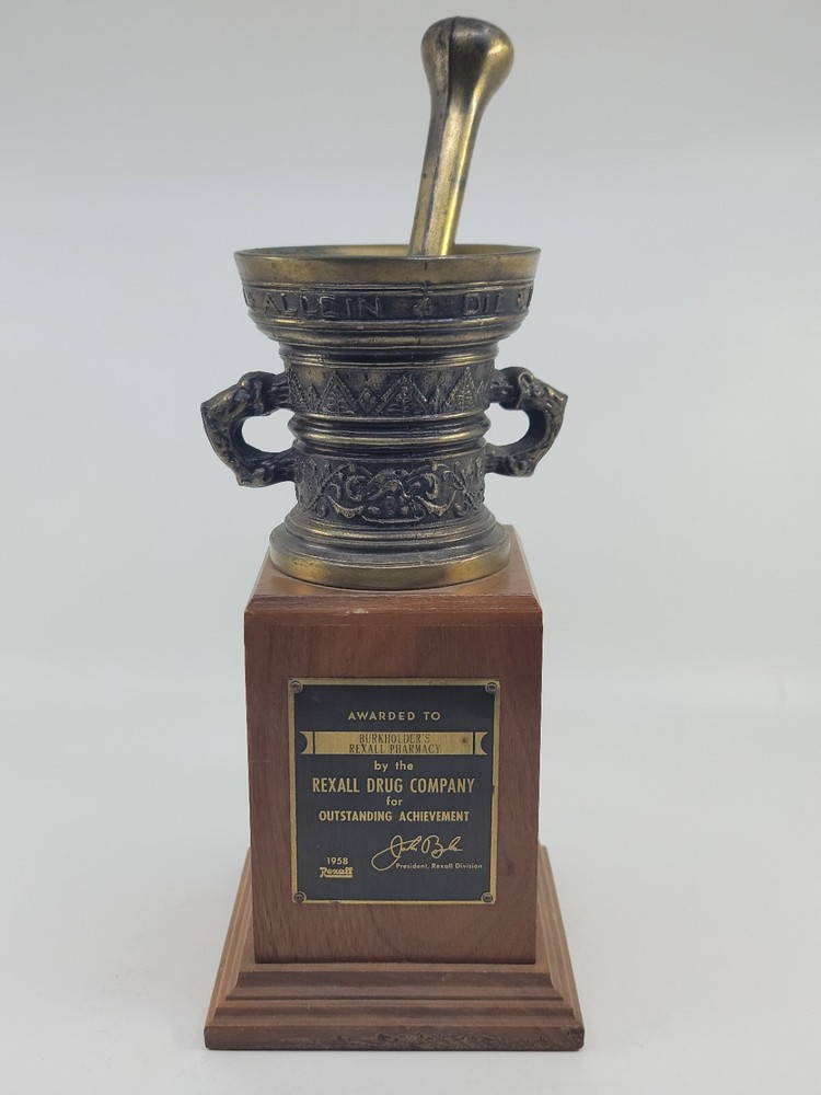 1958 Rexall Drug Outstanding Achievement Award Trophy Pharmaceutical Antique