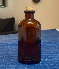 Vtg Upjohn Cheracol Codeine Amber Brown Bottle Apothecary Pharmacy Advertising