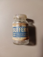Bufferin Glass Bottle Vintage Empty container 36 Tablets