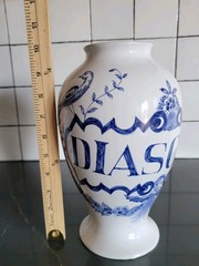 2 Vintage Lilly Pharmaceuticals-Apothecary Jar 1989 Blue/White Pottery Portugal