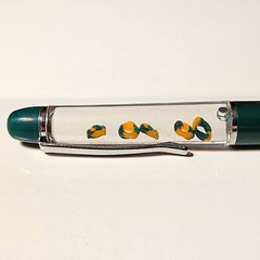 Vintage Drug Rep Rozerem Metal „Floaty“ Pen Fluid-Filled Compartment DNA Helix