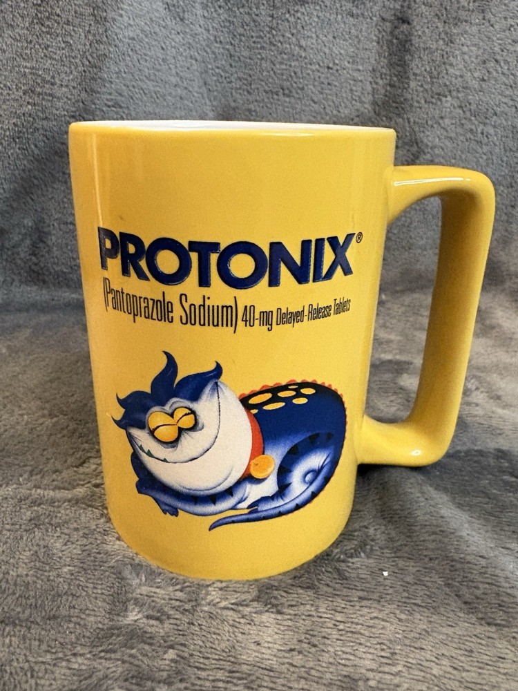 Medical Advertising Ceramic Coffee Cup Protonix (Pantoprazole Sodium) 40mg/ I.V.