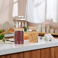 Dimeho 10 Pack Glass Apothecary Jars with Lids Holder Bathroom Canisters Rest…