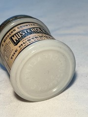 c1930s Musterole Ointment The Musterole Co. Cleveland Ohio, Milk Glass Jar